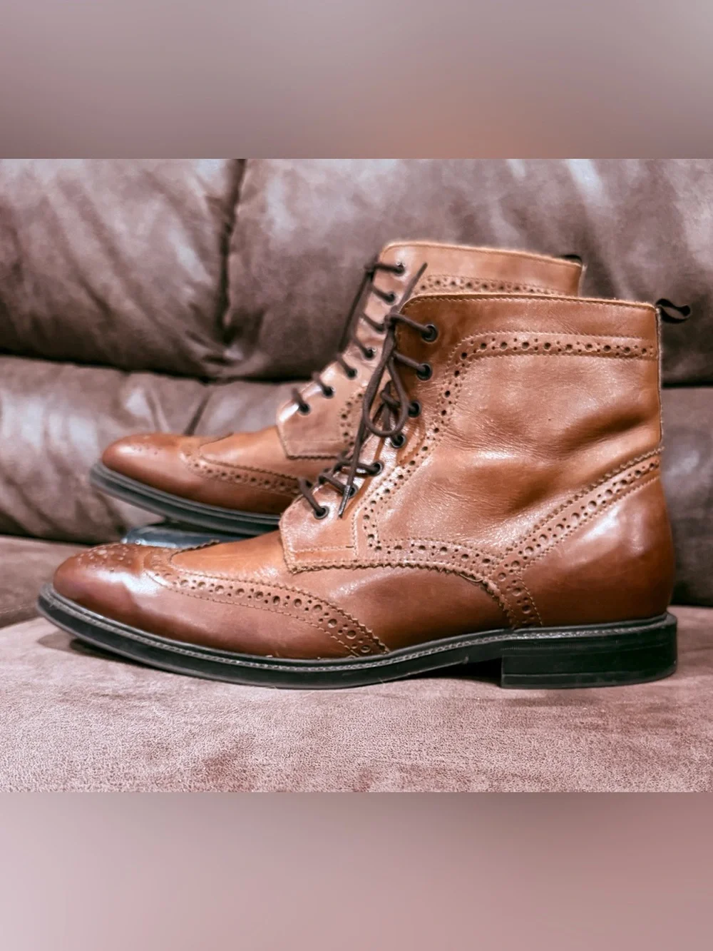 Stafford Deacon Leather Wingtip Brogue Ankle Boots